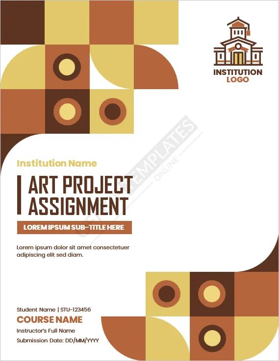 Art Project Assignment Cover Page Template