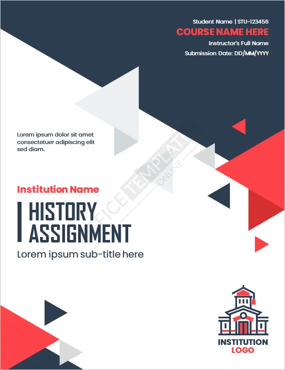 History Assignment Cover Page Template