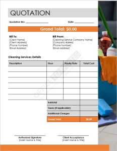 Cleaning Services Quotation Template