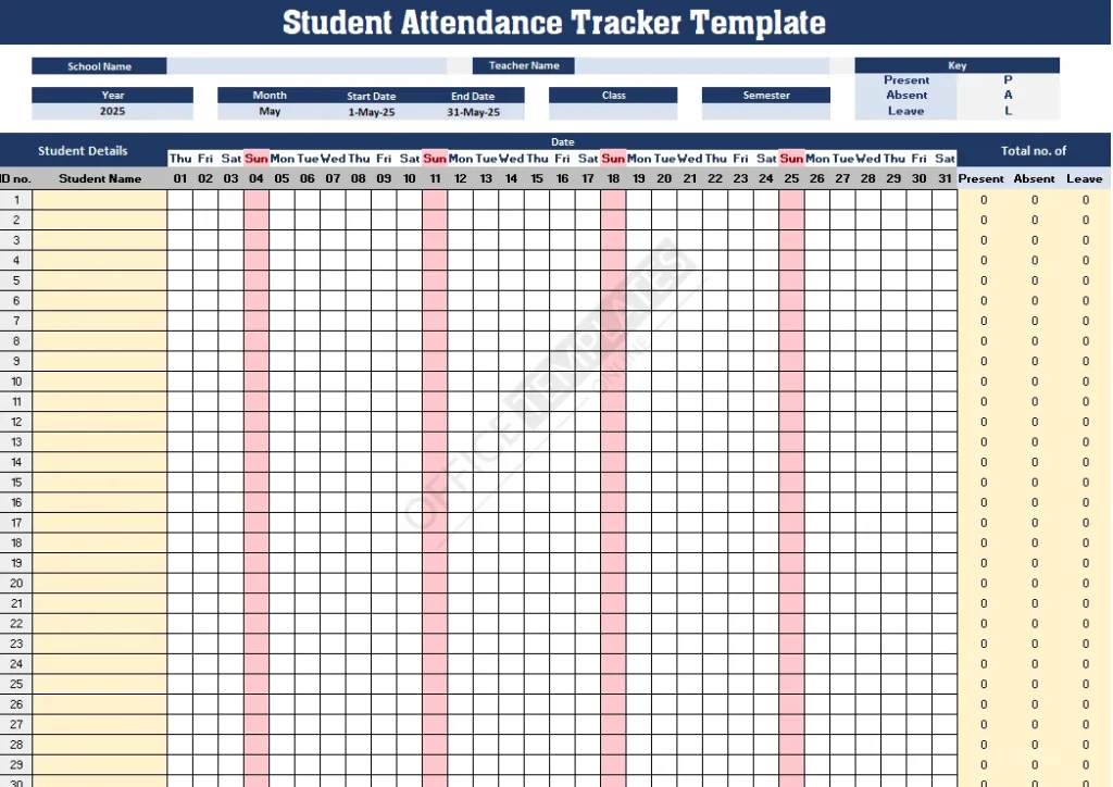 Student Attendance Tracker Template