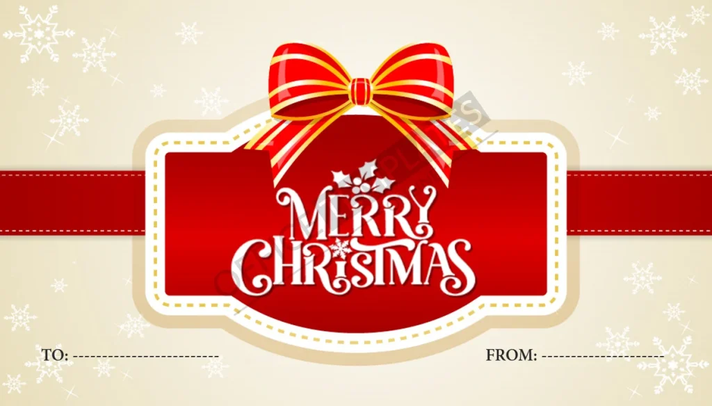 Christmas jar label template for holiday preserves and homemade gifts, editable in Microsoft Word.