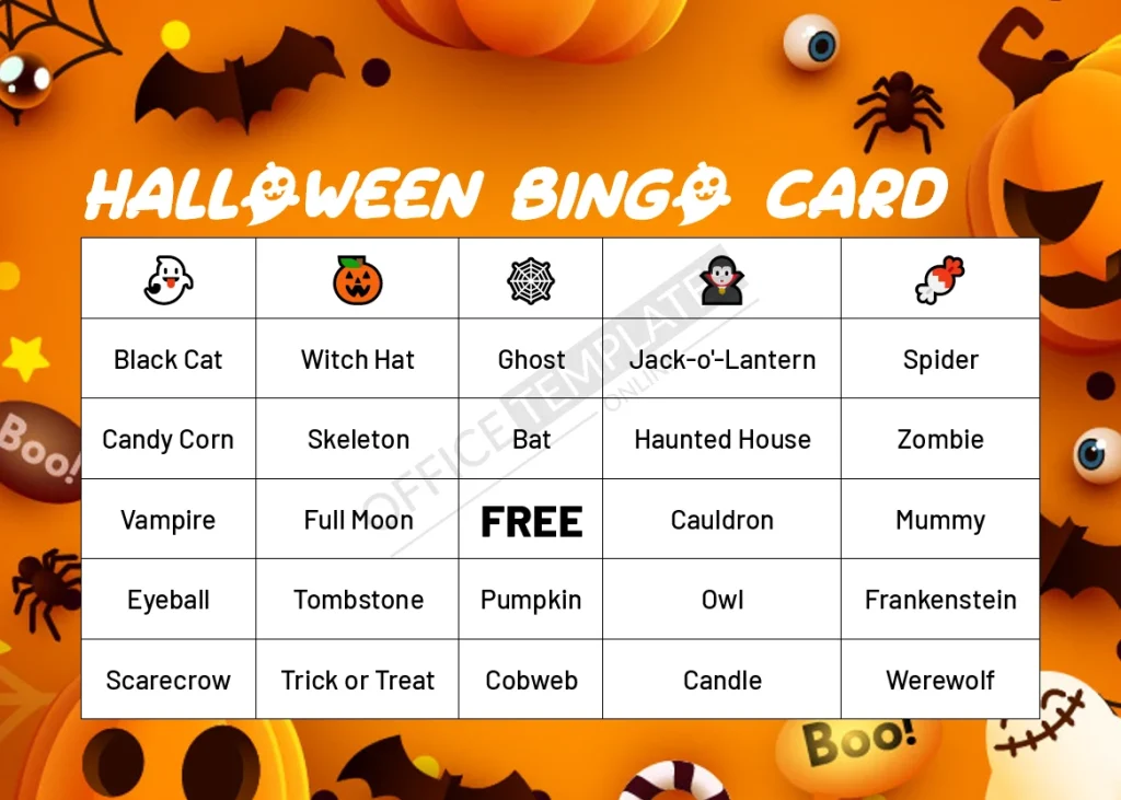 Halloween Bingo Card Template