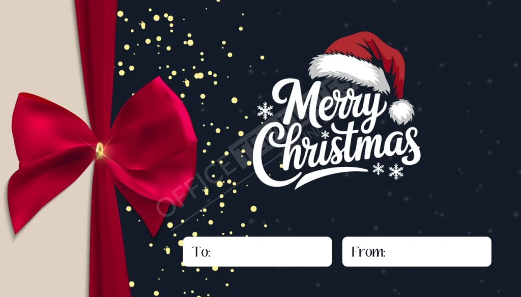 Printable holiday voucher and gift certificate tag template in Microsoft Word.