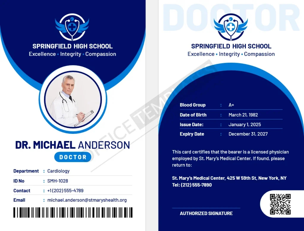 Doctor ID Card Template for Word (Hospital/Clinic ID Badge) &ndash; Free Download
