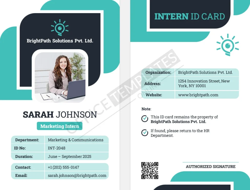 Intern ID Card Template for Word (Professional Internship Badge) &ndash; Free Download