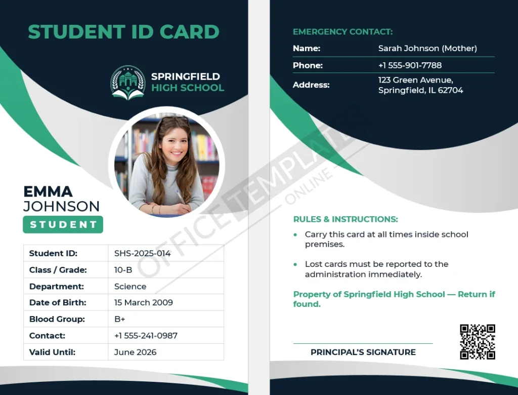 Student ID Card Template for Word (School/College ID) &ndash; Free Download