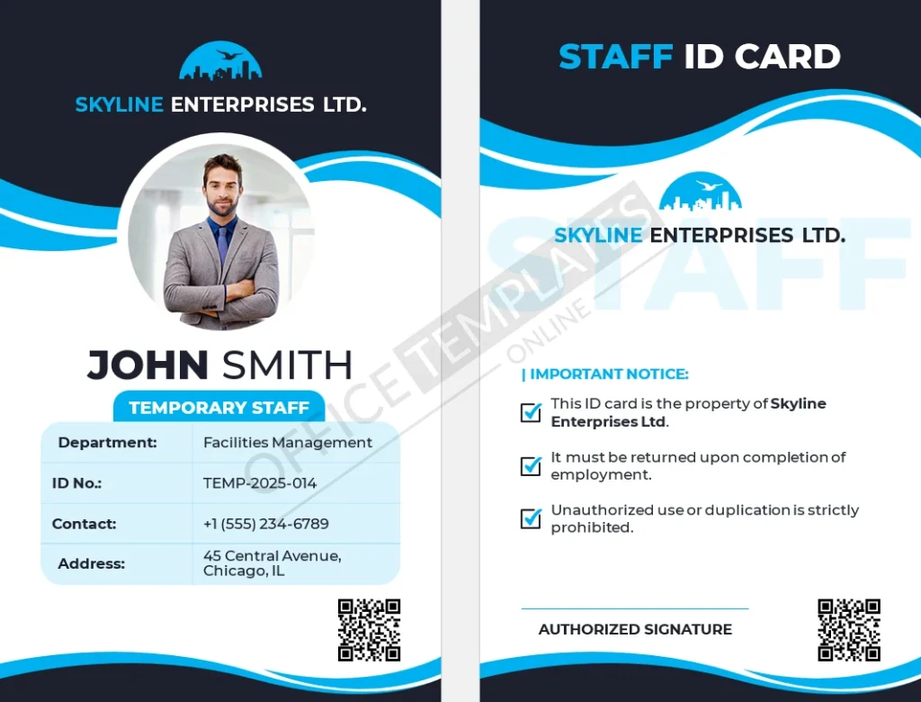 Temporary Staff ID Card Template for Word (Short-Term Staff Badge) &ndash; Free Download