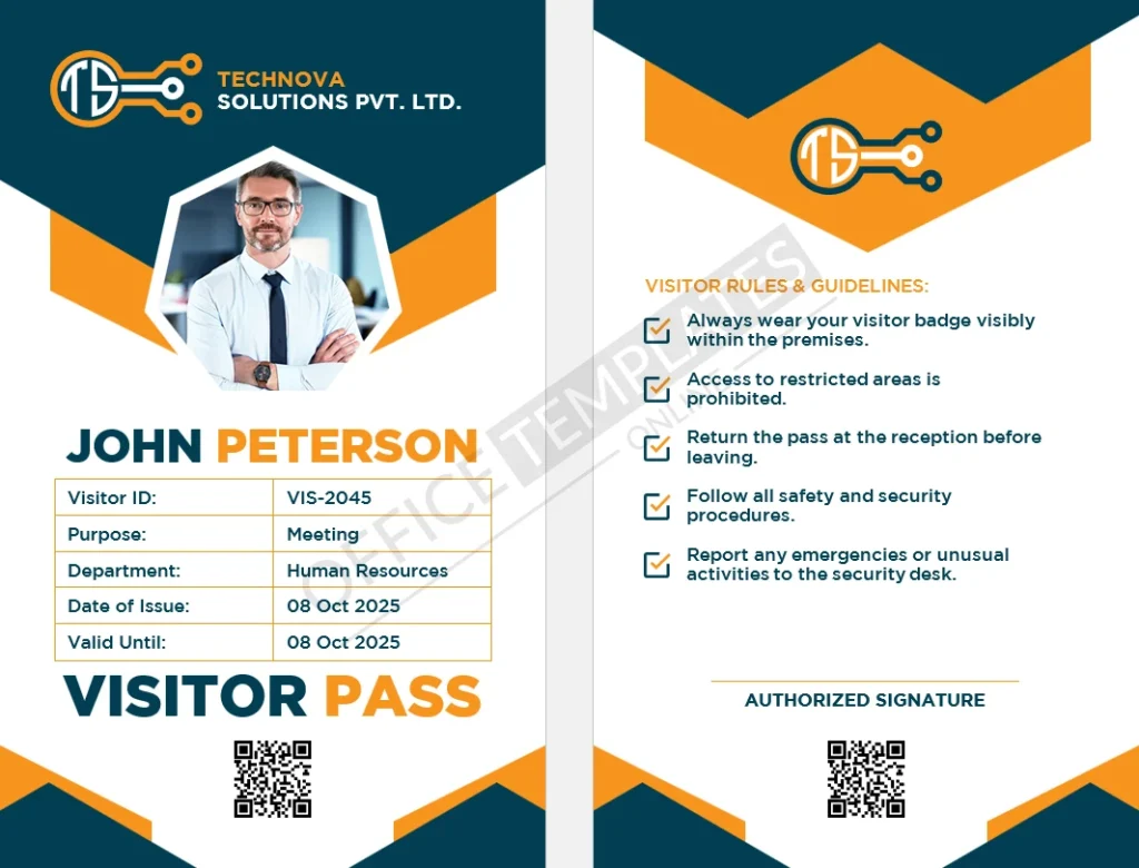 Visitor Pass ID Card Template for Word (Print-Ready CR100) &ndash; Free Download
