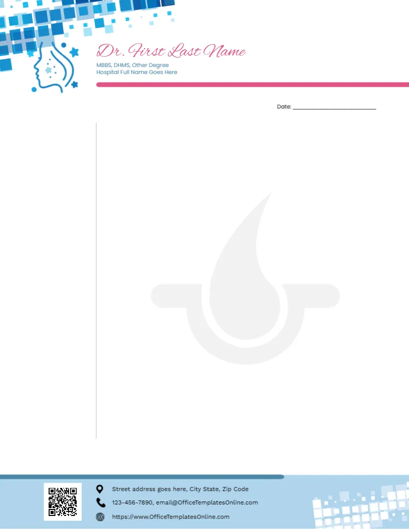 Letterhead Template for Dermatologist