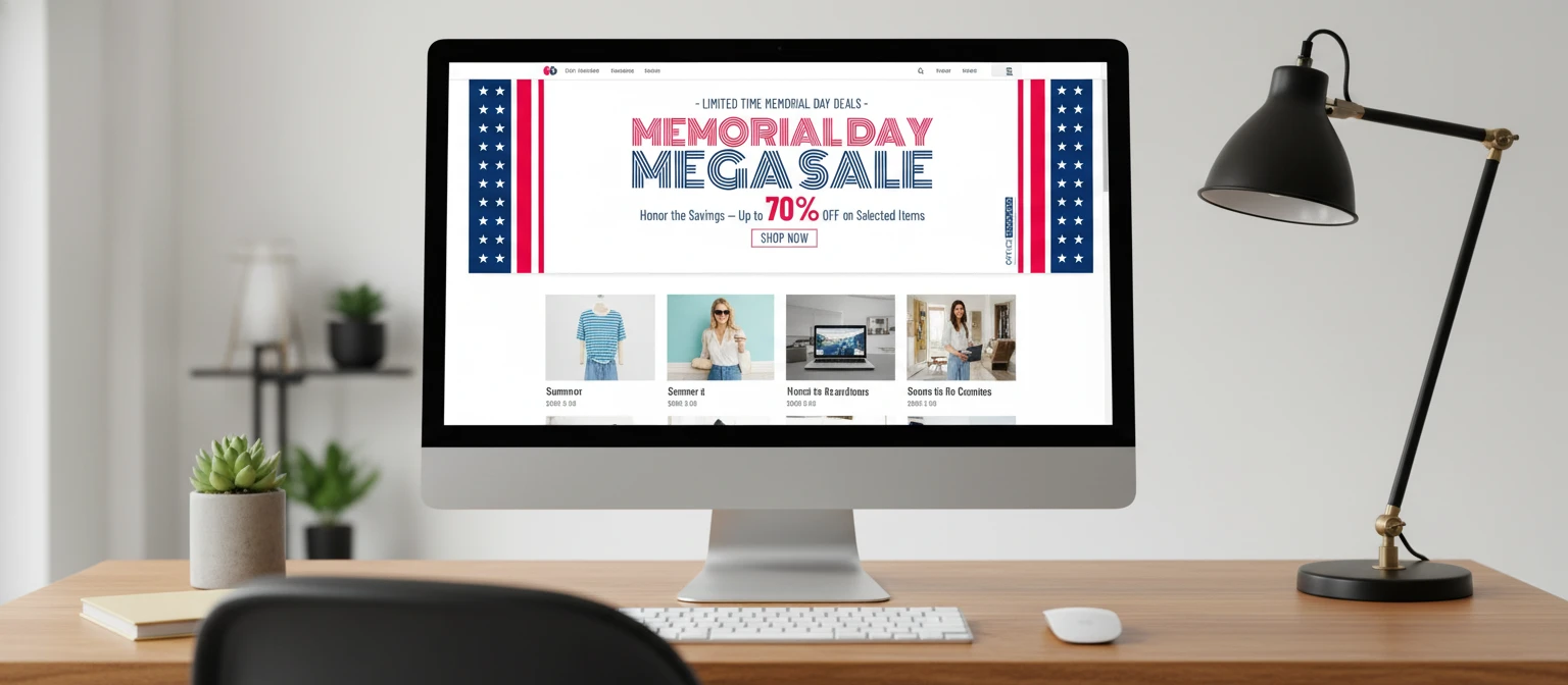 Memorial Day Mega Sale Website Hero Banner Template