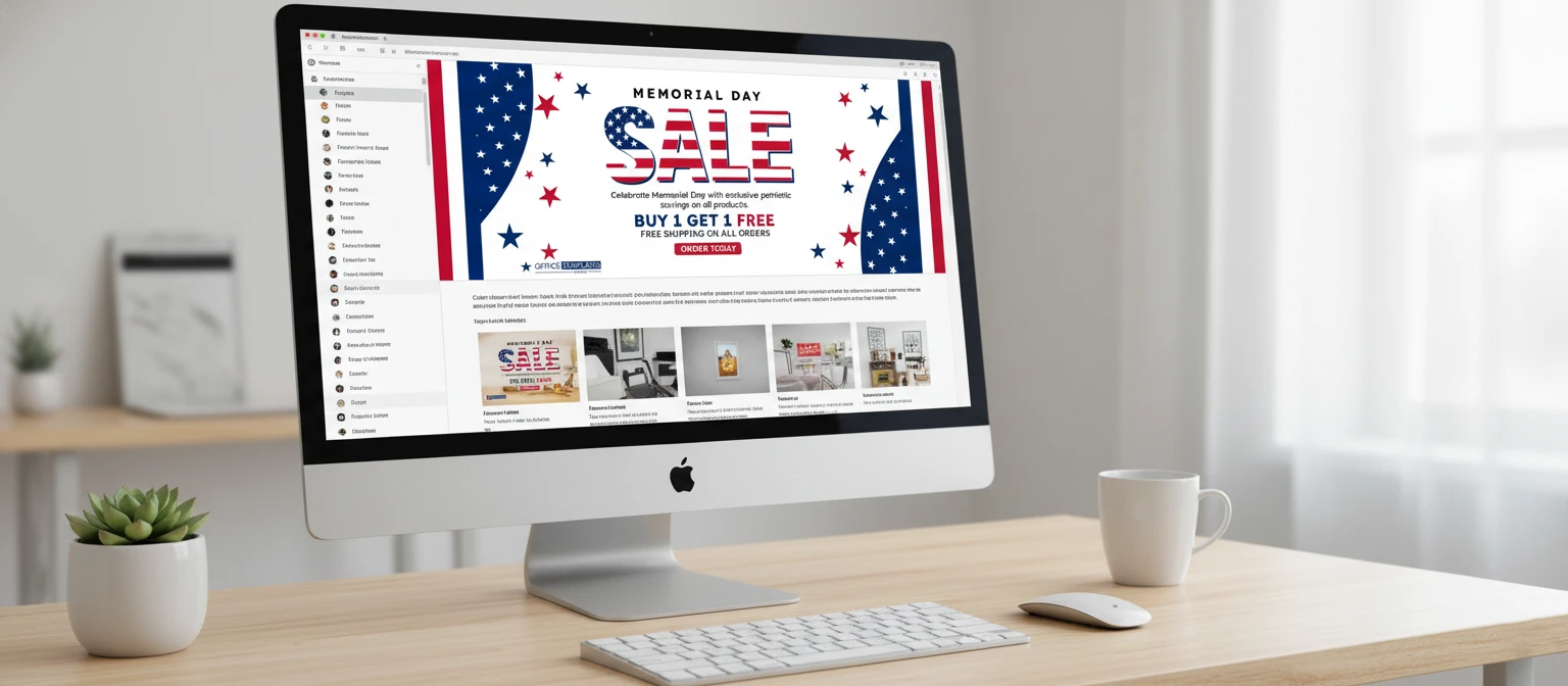 Memorial Day Red White and Blue Sale Banner Template