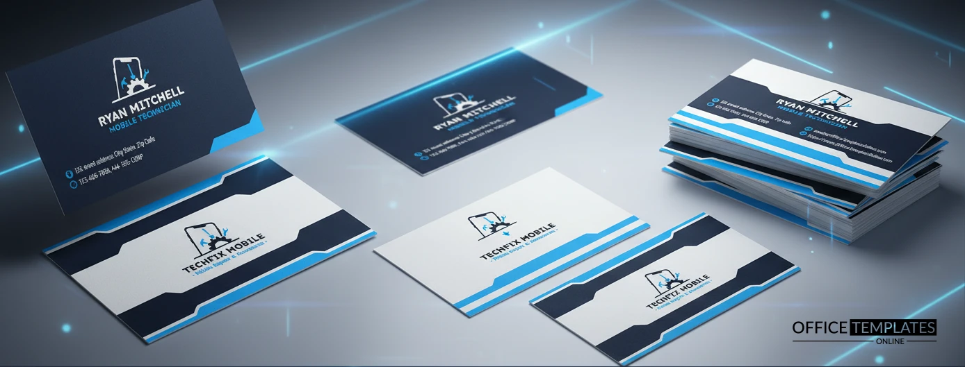 Modern mobile repair business card mockup with premium tech branding presentation.
