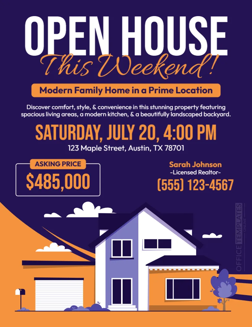 Open House Flyer Template – Editable Real Estate Open House Flyer