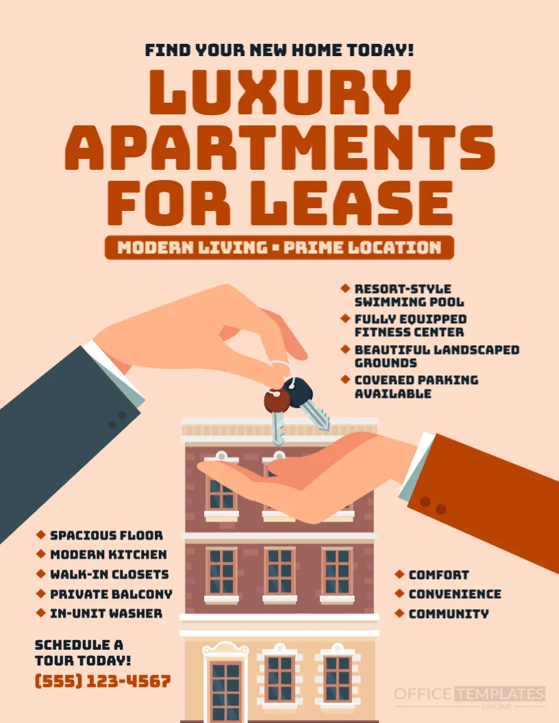 Apartment Leasing Flyer Template – Editable Apartment Rental Flyer