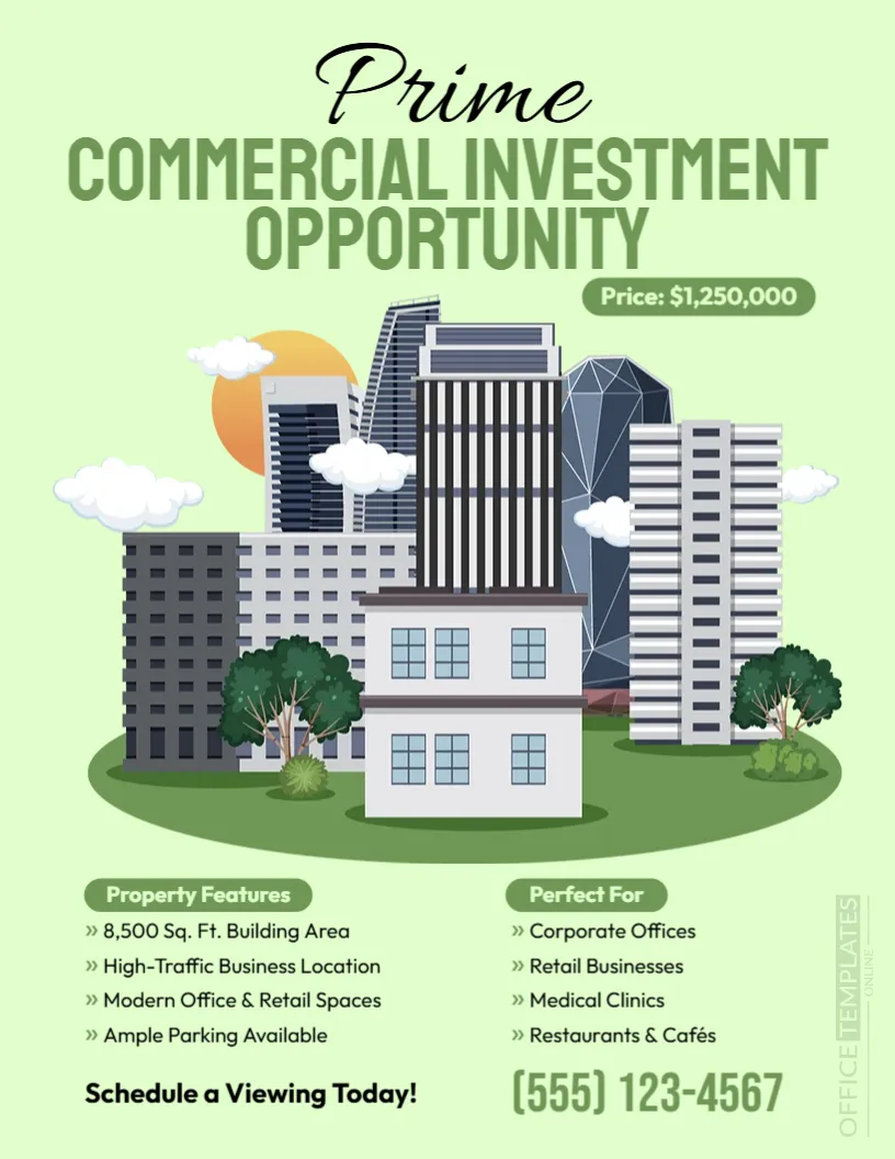 Commercial Property Flyer Template – Customizable Real Estate Marketing Flyer