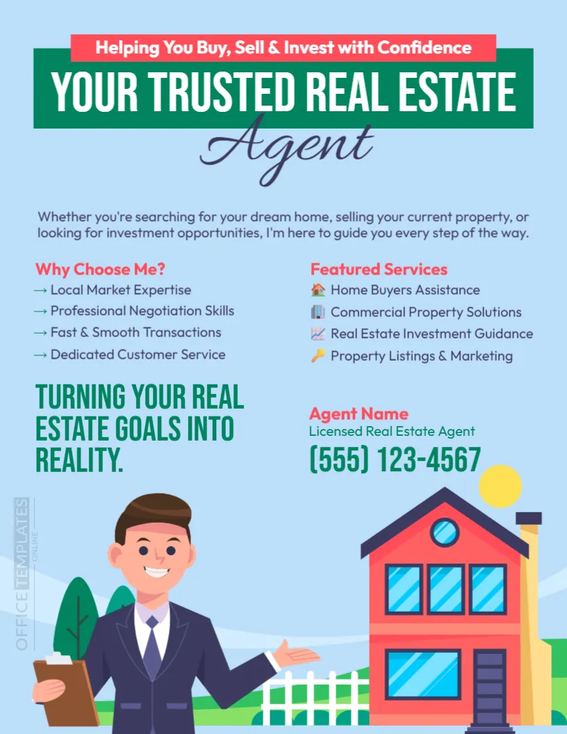 Real Estate Agent Promotion Flyer Template – Editable Realtor Marketing Flyer