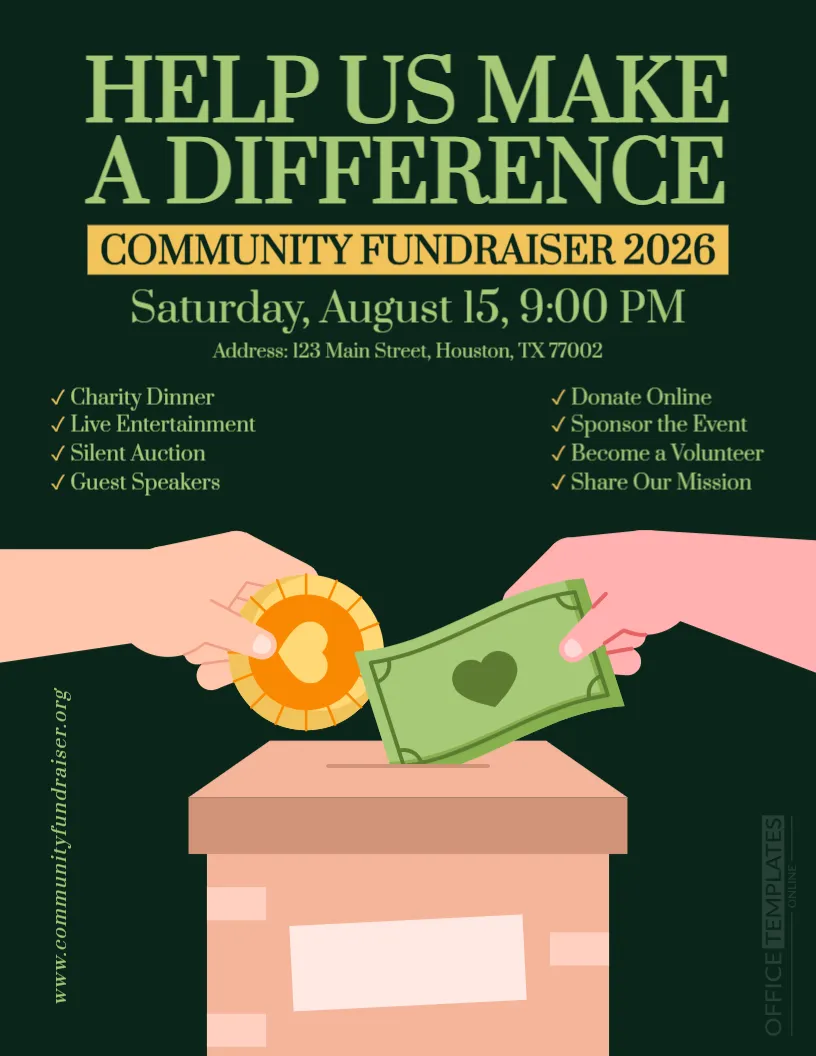 Fundraiser Flyer Template – Editable Charity Event Flyer
