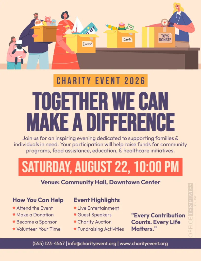 Charity Event Flyer Template – Editable Fundraising & Awareness Flyer