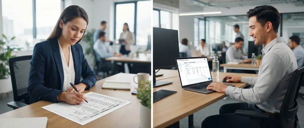 Comparison of digital attendance records and traditional paper attendance sheets