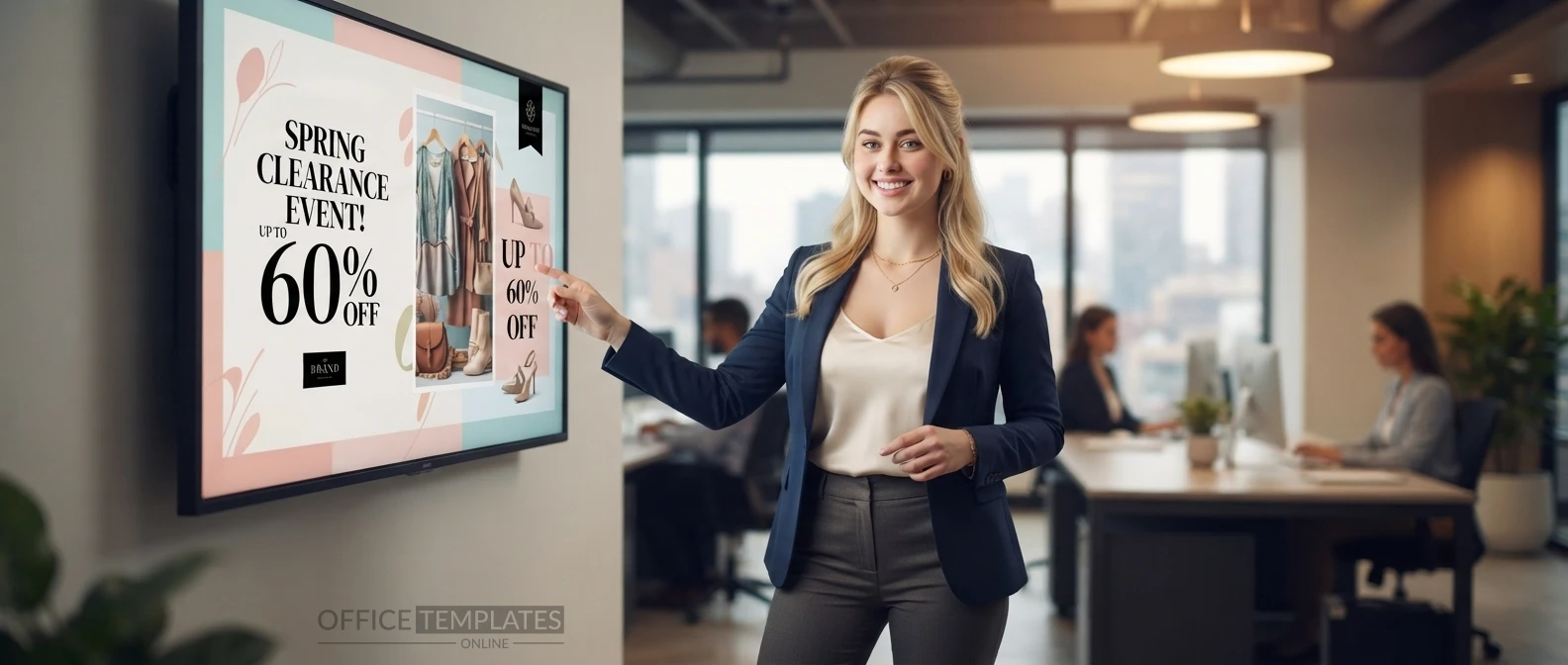 Marketing professional presenting a promotional banner design