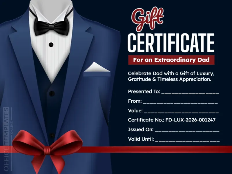 Luxury Father’s Day Gift Certificate Template – Editable & Printable Online