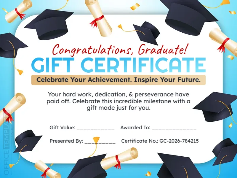 Graduation Gift Certificate Template – Editable & Printable Online