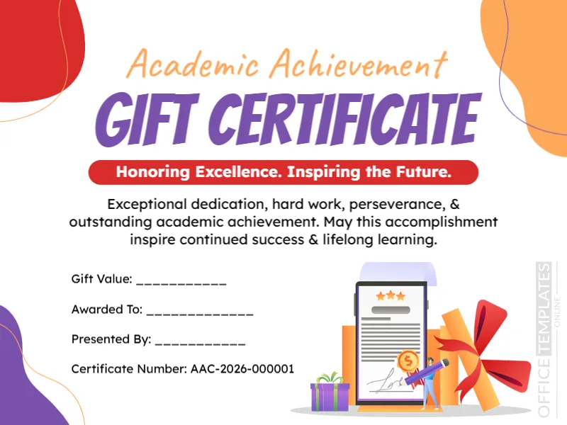 Academic Achievement Gift Certificate Template – Editable & Printable Online