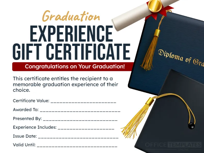 Graduation Experience Gift Certificate Template – Editable & Printable Online