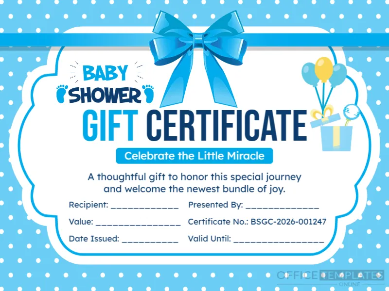 Baby Shower Gift Certificate Template – Editable & Printable Online