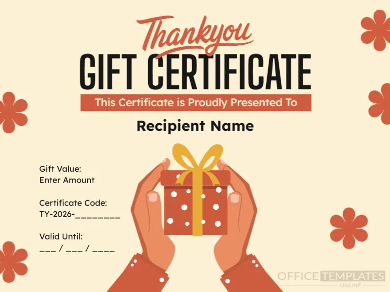 Thank You Gift Certificate Template – Editable & Printable Appreciation Certificate