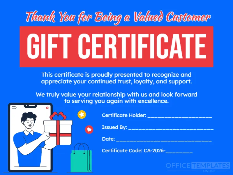 Customer Appreciation Gift Certificate Template – Editable & Printable Thank You Certificate
