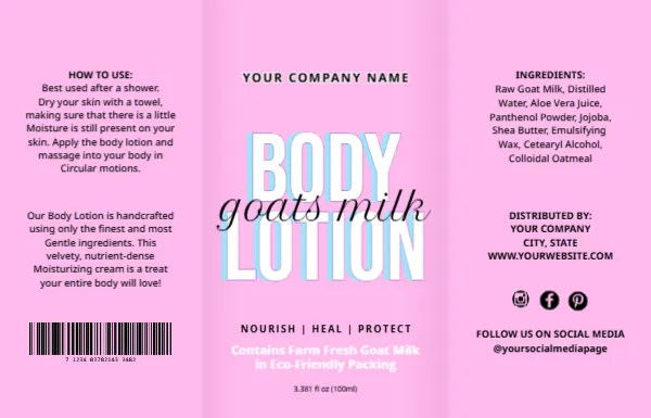 Lotion Bottle Label Template