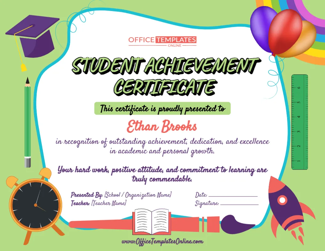 Student Achievement Certificate Template – Customize Online & Download