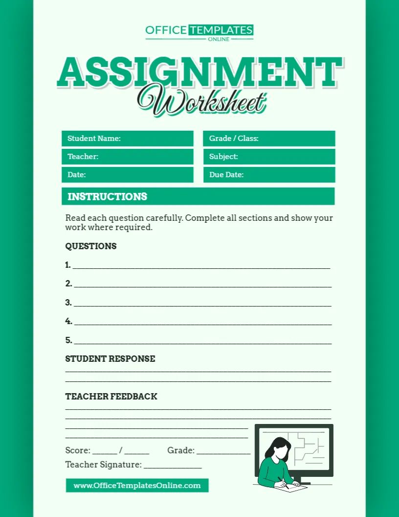 Assignment Worksheet Template – Edit Online & Download