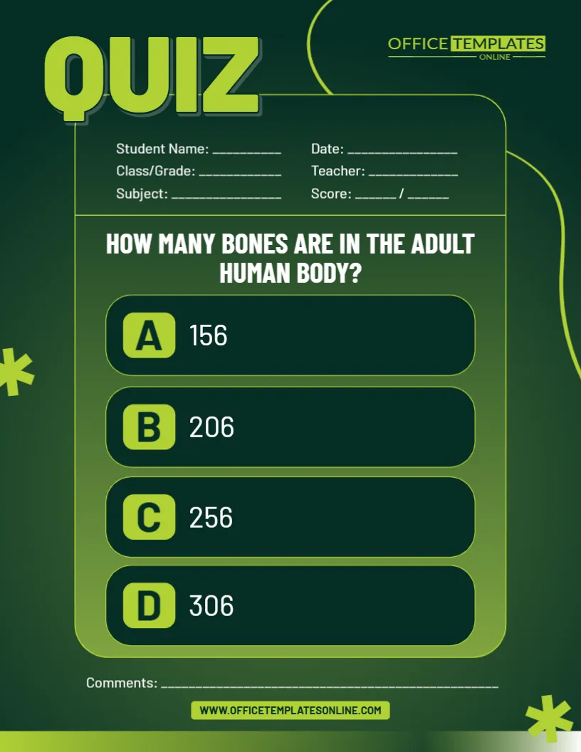 Quiz Template – Customize Questions & Answers Online