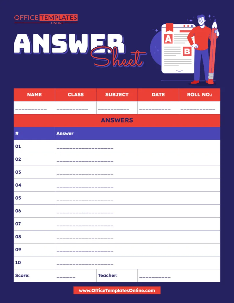 Answer Sheet Template – Customize Online & Download