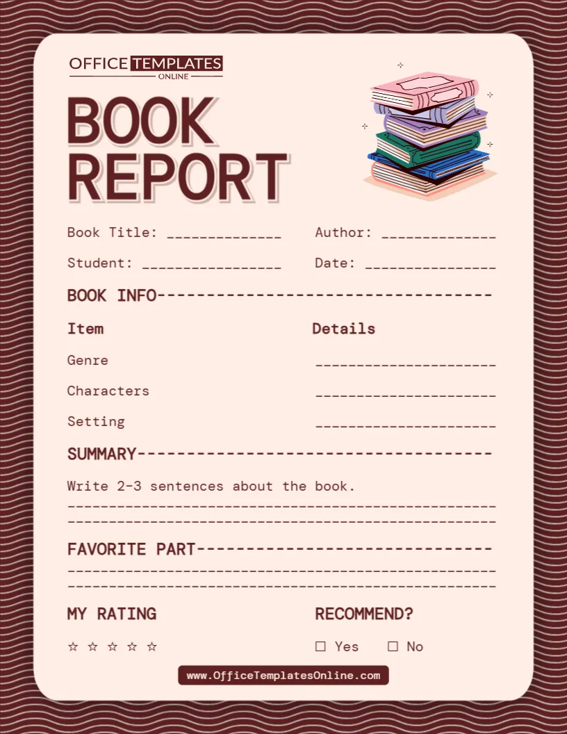 Book Report Template – Customize Online for Students