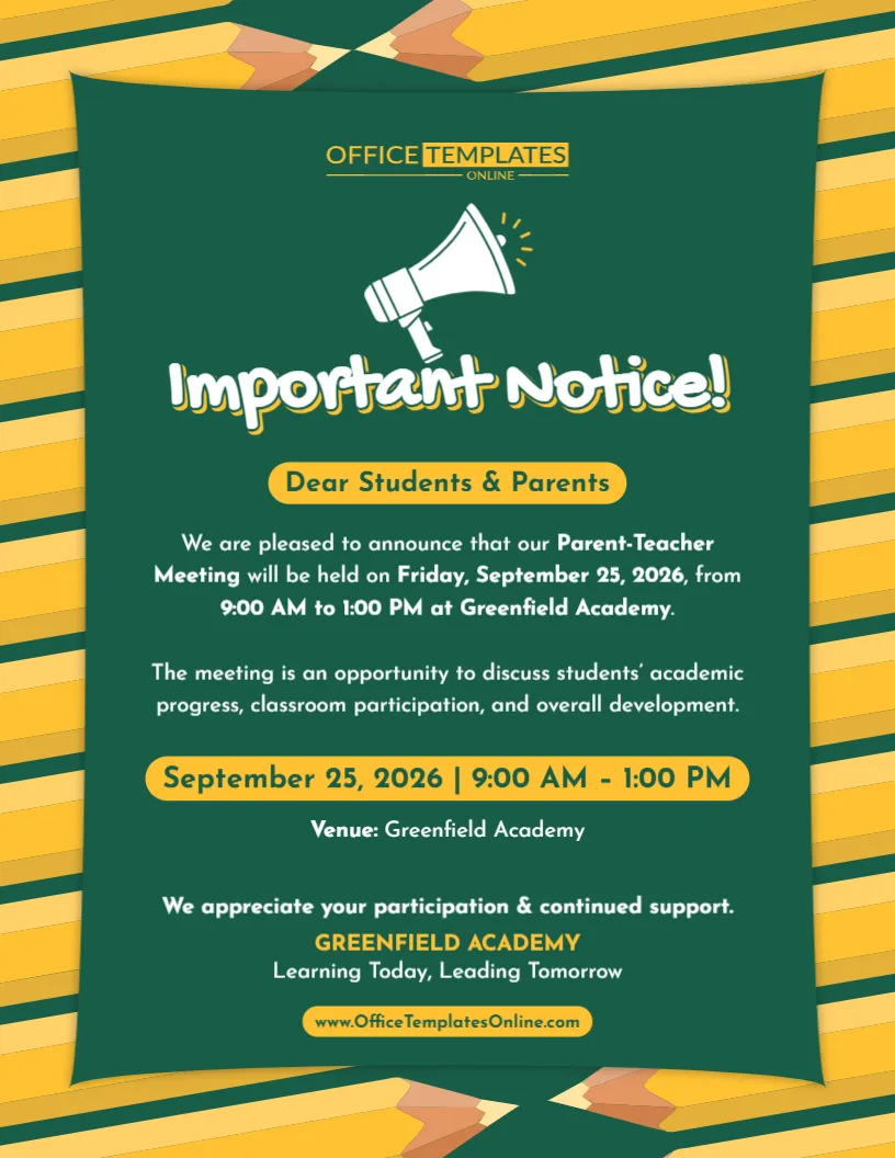 School Announcement Template