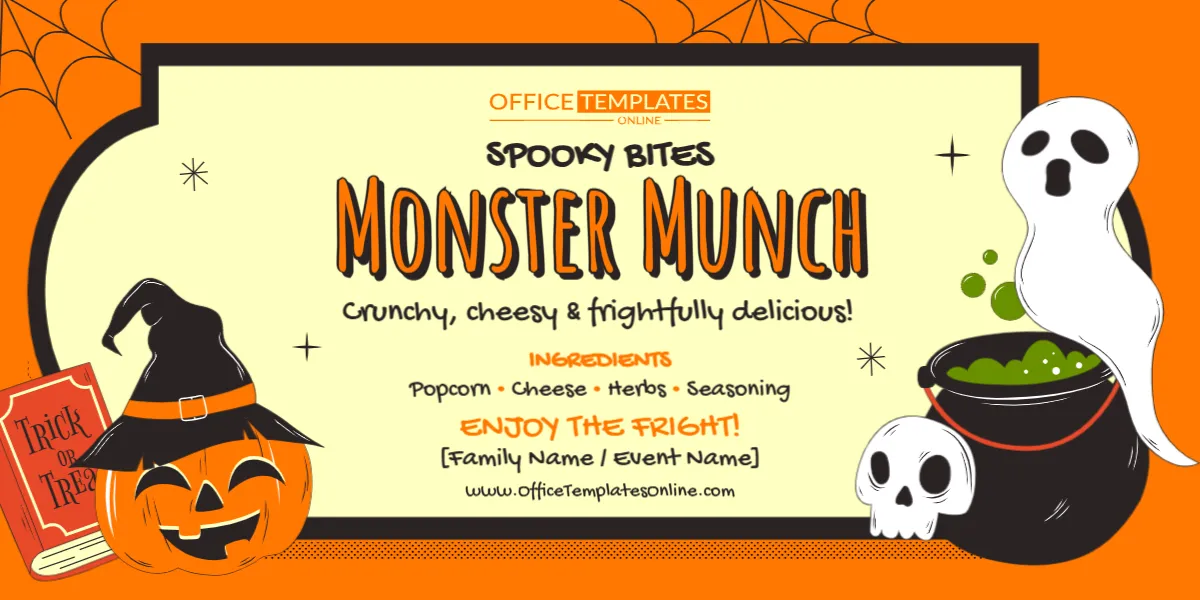 Halloween Party Food Label Template