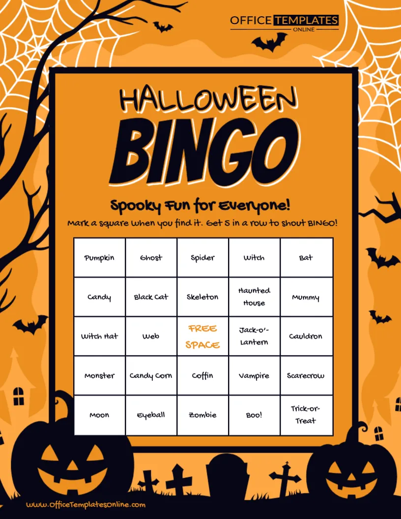 Halloween Bingo Game Template