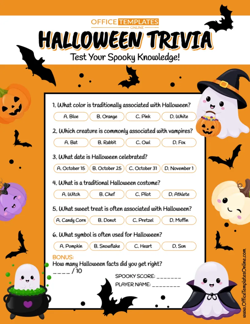 Halloween Trivia Game Template