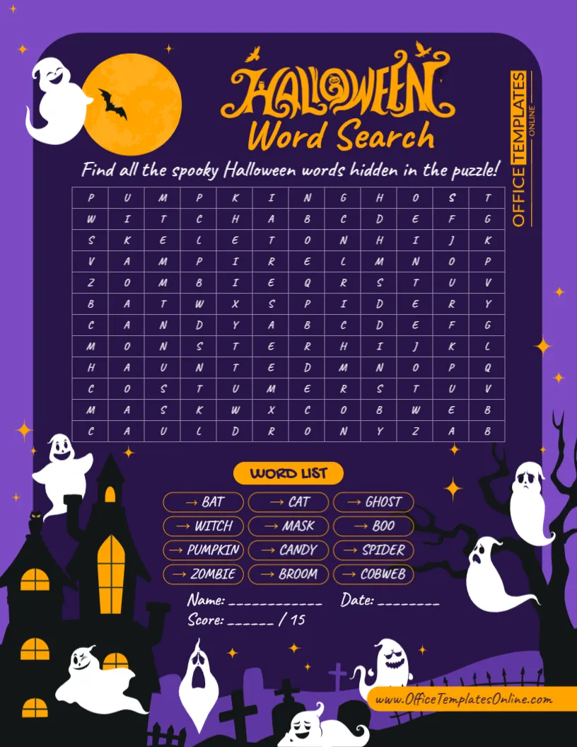 Halloween Word Search Template