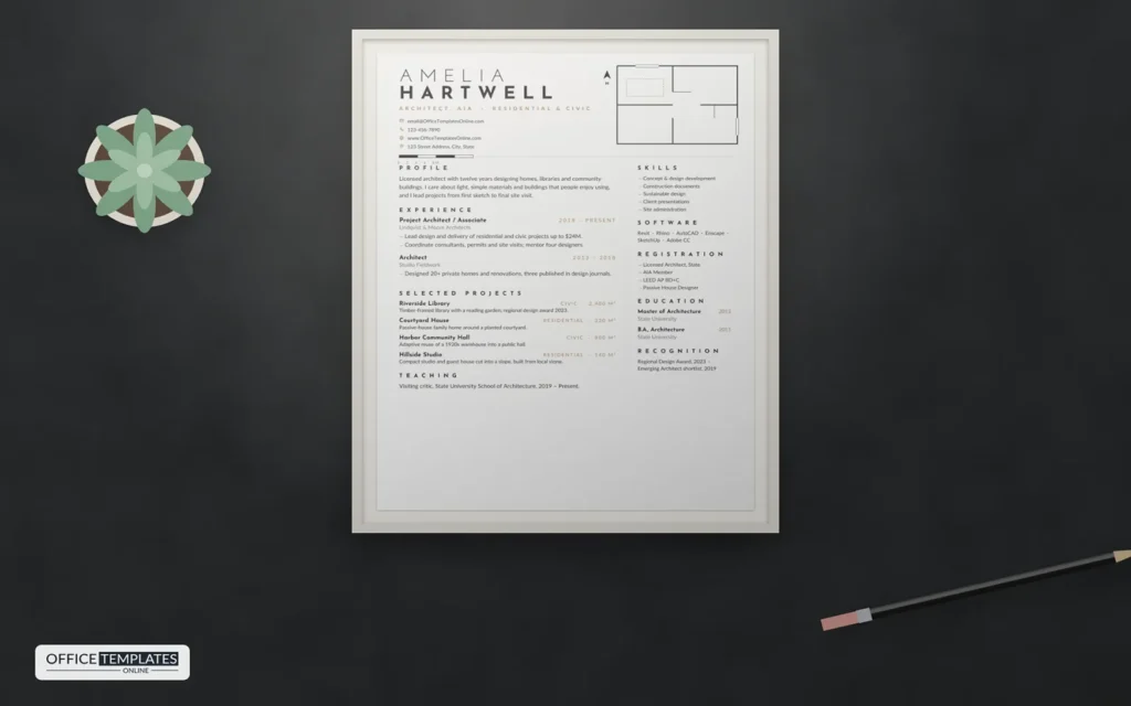 Architect Resume Template - Mockup