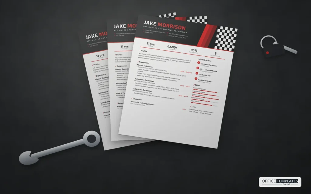 Automotive Technician Resume Template - Mockup