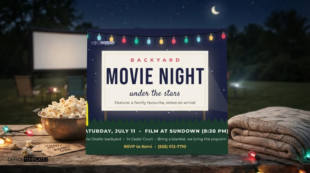 Backyard Movie Night Invitation Template