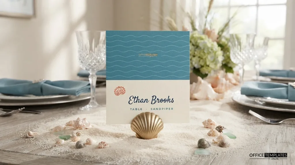 Beach Wedding Place Card Preview