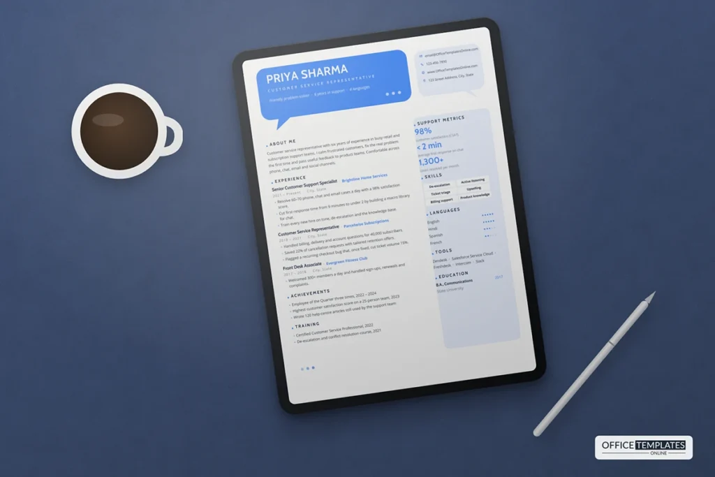 Customer Service Representative Resume Template