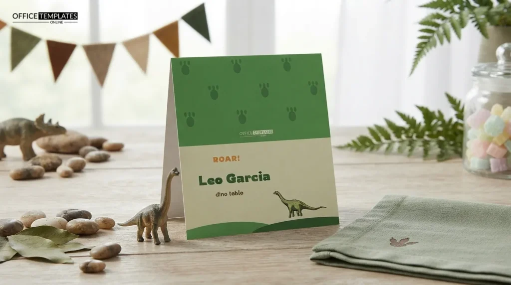 Dinosaur Birthday Party Place Card Preview
