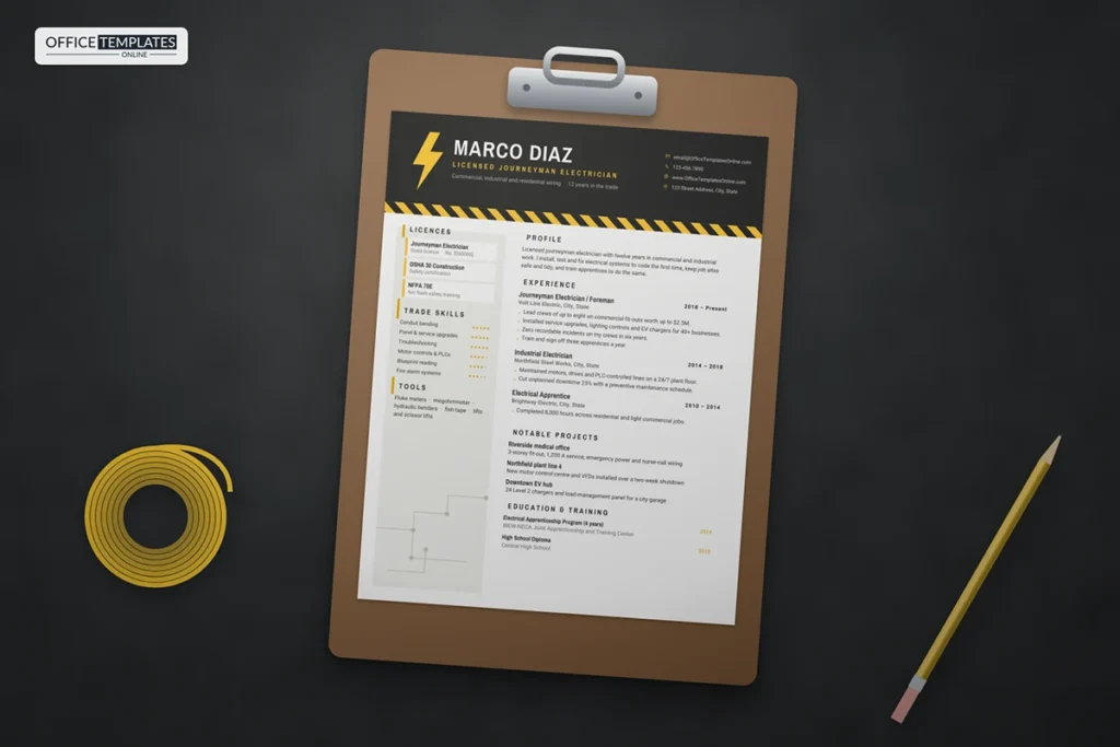 Electrician Resume Template