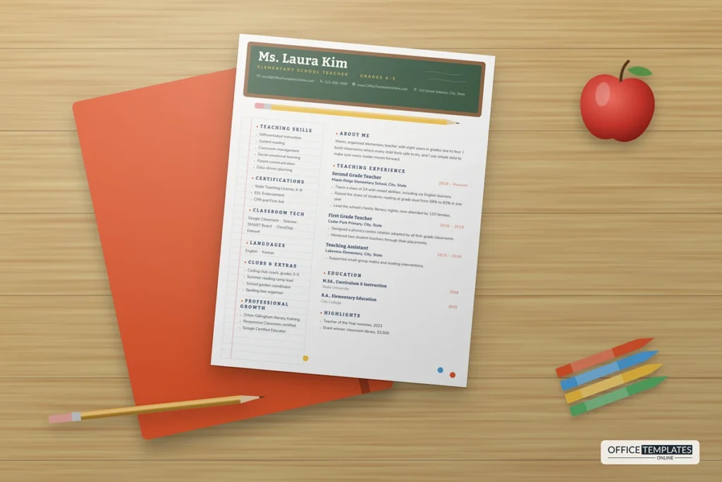 Elementary Teacher Resume Template